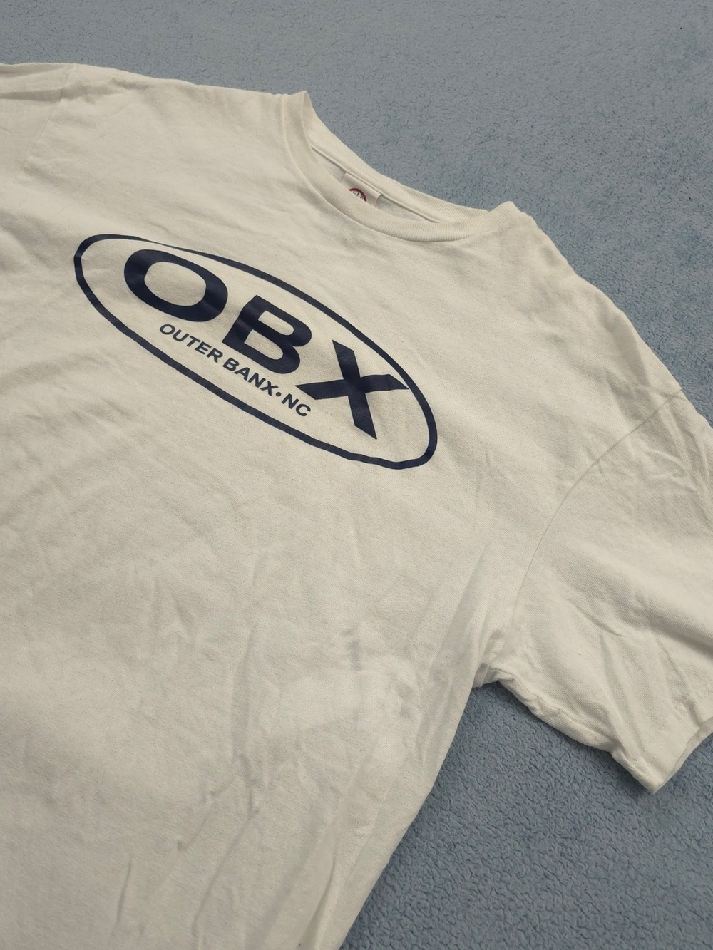 OBX Outer Banks NC Graphic Tee White Large Coastal Beach Surf Skater Cotton